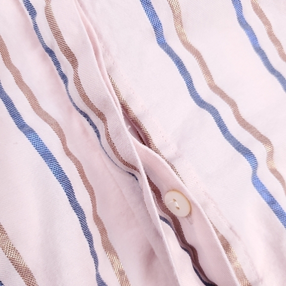 J. Jill Pink Rose Gold Metallic Blue Stripe Super Soft Cotton Long Sleev… - Picture 8 of 12